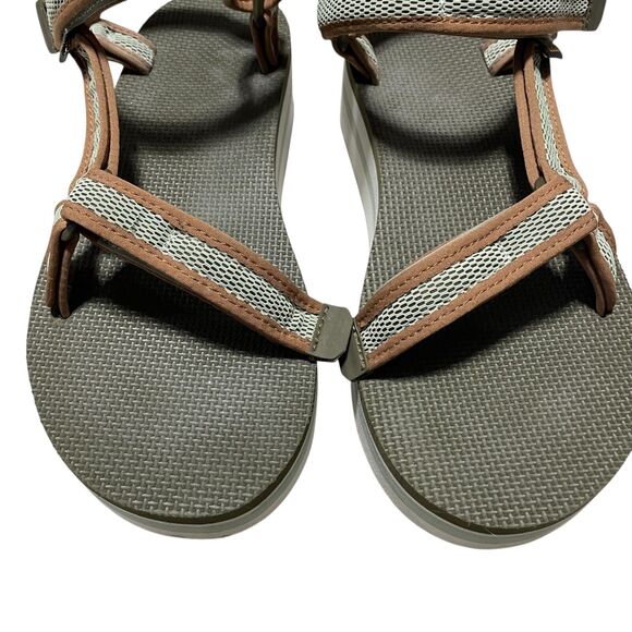 Teva Sandals 10 Flatform Universal Mesh Print Dark Olive Seafoam‎ 1 3/4 Heel - Picture 2 of 7
